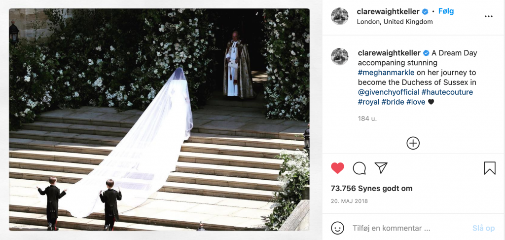 Clare Waight Keller Meghan Markle wedding dress Instagram
