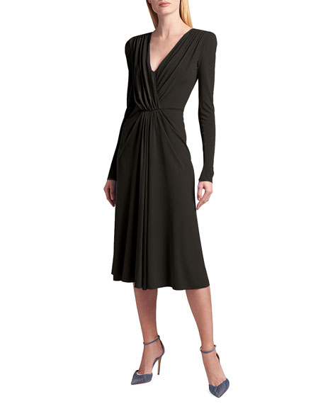 Meghan Markle Armani's Draped Long-Sleeve Jersey Faux-Wrap Dress