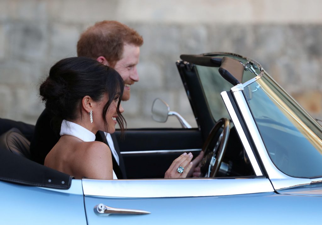 Meghan Markle Prince Harry driving wedding reception