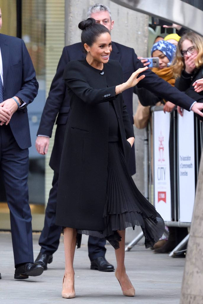Meghan Markle bespoke Givenchy skirt with a pleated skirt